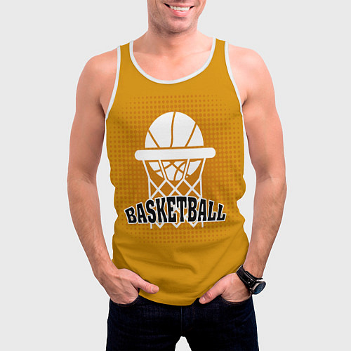 Мужская майка без рукавов Basketball - кольцо и мяч / 3D-Белый – фото 3