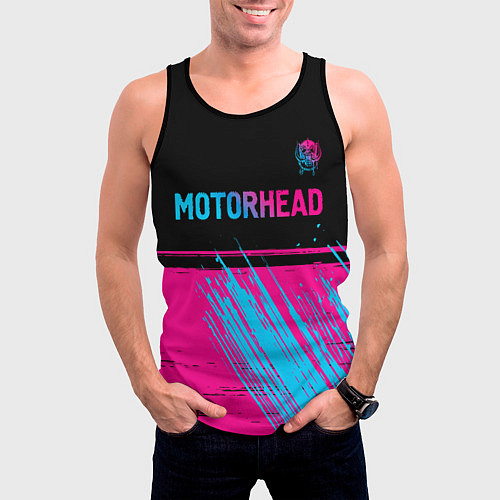 Мужская майка без рукавов Motorhead - neon gradient посередине / 3D-Черный – фото 3