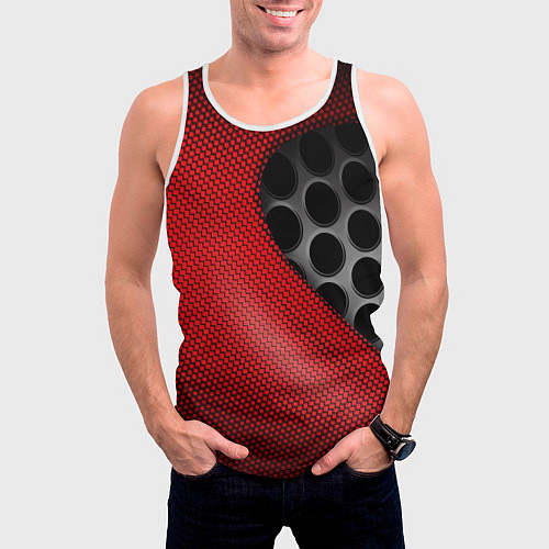 Мужская майка без рукавов Абстрактный фон карбон / 3D-Белый – фото 3