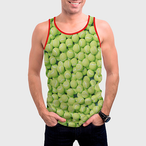 Мужская майка без рукавов Много теннисных мячей / 3D-Красный – фото 3