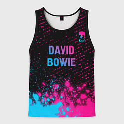Майка-безрукавка мужская David Bowie - neon gradient посередине, цвет: 3D-черный
