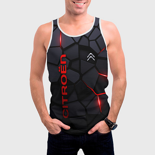 Мужская майка без рукавов Citroen - плиты с эффектом свечения / 3D-Белый – фото 3