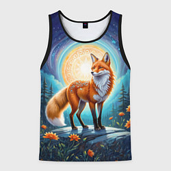 Майка-безрукавка мужская Мистическая лиса тотем лисы, цвет: 3D-черный