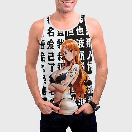 Мужская майка без рукавов Нами в лифчике / 3D-Белый – фото 3
