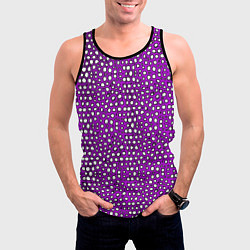 Майка-безрукавка мужская Белые пузырьки на фиолетовом фоне, цвет: 3D-черный — фото 2