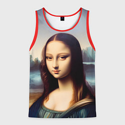 Майка-безрукавка мужская Нейросеть - азиатская Мона Лиза, цвет: 3D-красный