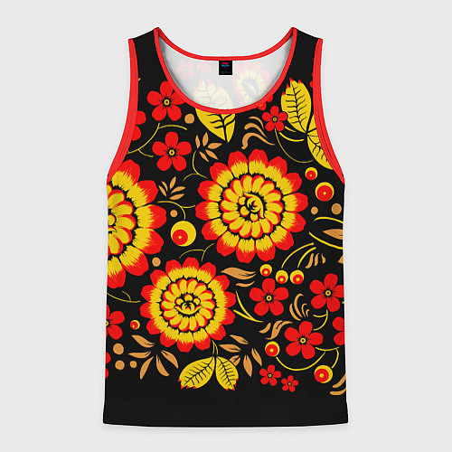 Мужская майка без рукавов Хохлома: осеннее изобилие / 3D-Красный – фото 1