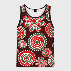 Майка-безрукавка мужская Новогодний принт красный, цвет: 3D-черный