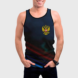 Майка-безрукавка мужская Спортивная россия герб, цвет: 3D-черный — фото 2
