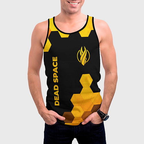 Мужская майка без рукавов Dead Space - gold gradient вертикально / 3D-Черный – фото 3