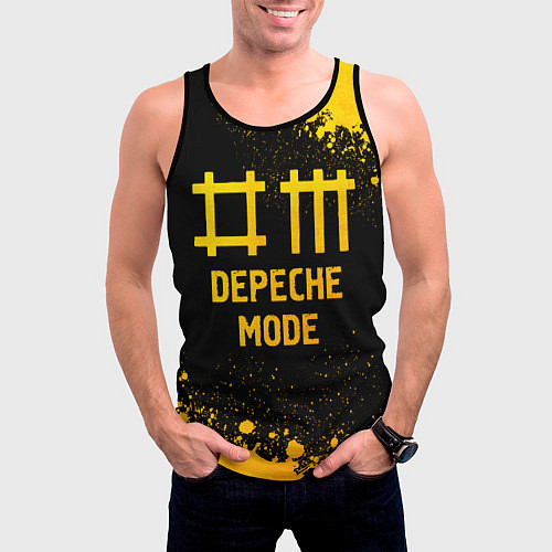 Мужская майка без рукавов Depeche Mode - gold gradient / 3D-Черный – фото 3