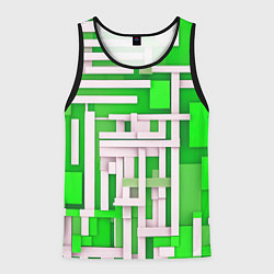 Майка-безрукавка мужская Полосы на зелёном фоне, цвет: 3D-черный