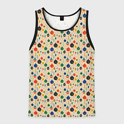 Майка-безрукавка мужская Разноцветные ёлочные игрушки, цвет: 3D-черный