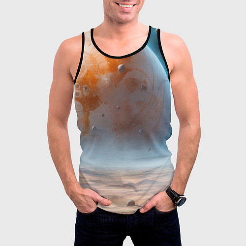 Мужская майка без рукавов Космический марсианский пейзаж / 3D-Черный – фото 3