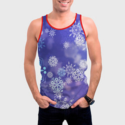 Майка-безрукавка мужская Крупные снежинки на фиолетовом, цвет: 3D-красный — фото 2