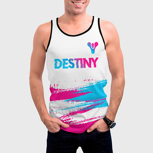 Мужская майка без рукавов Destiny neon gradient style посередине / 3D-Черный – фото 3