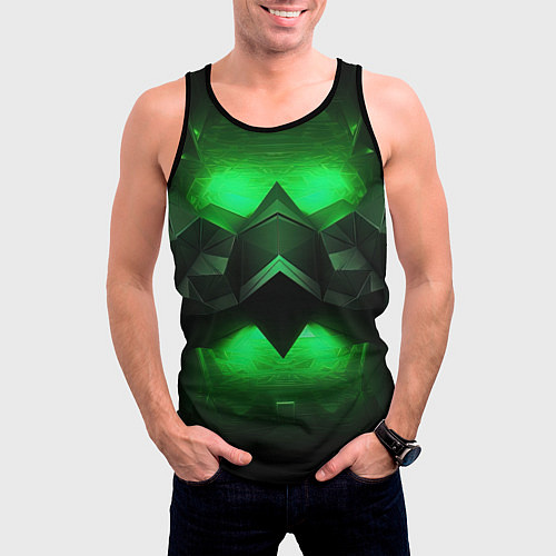 Мужская майка без рукавов Абстрактное царство зелени / 3D-Черный – фото 3