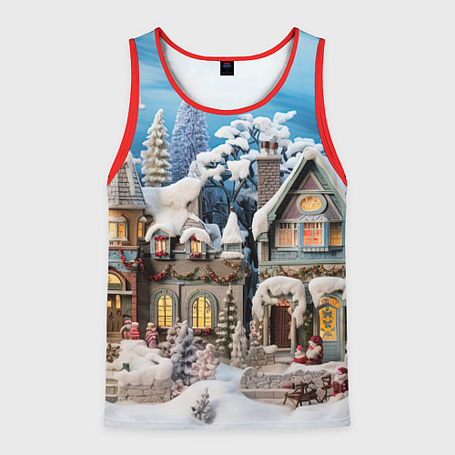 Мужская майка без рукавов Северное сияние торжества / 3D-Красный – фото 1