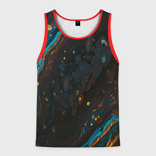 Мужская майка без рукавов Разводы на нефтяной луже / 3D-Красный – фото 1