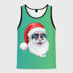Майка-безрукавка мужская Дед Мороз в очках, цвет: 3D-черный