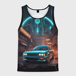 Майка-безрукавка мужская Автомобиль на разрушенной улице, цвет: 3D-черный
