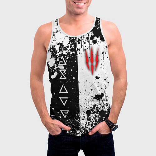 Мужская майка без рукавов Ведьмак - знаки и брызги / 3D-Белый – фото 3