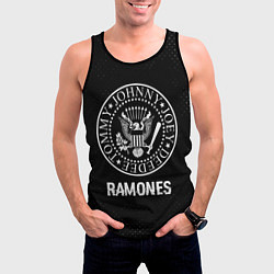 Майка-безрукавка мужская Ramones glitch на темном фоне, цвет: 3D-черный — фото 2