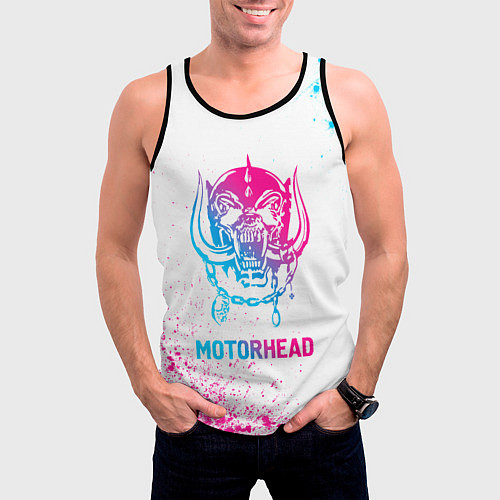 Мужская майка без рукавов Motorhead neon gradient style / 3D-Черный – фото 3