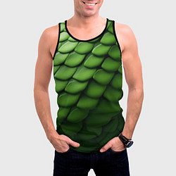 Майка-безрукавка мужская Зеленая чешуя змеи, цвет: 3D-черный — фото 2
