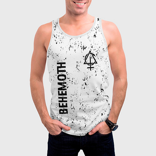 Мужская майка без рукавов Behemoth glitch на светлом фоне вертикально / 3D-Белый – фото 3
