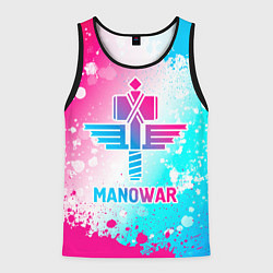 Майка-безрукавка мужская Manowar neon gradient style, цвет: 3D-черный