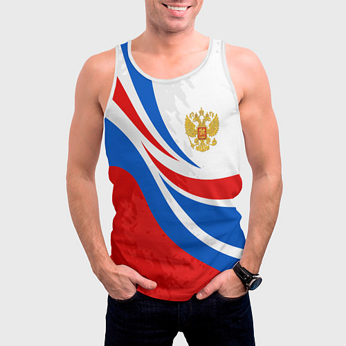 Мужская майка без рукавов Россия - спортивная униформа / 3D-Белый – фото 3
