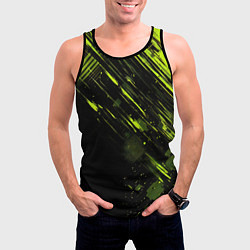 Майка-безрукавка мужская Зеленая краска на черном фоне, цвет: 3D-черный — фото 2