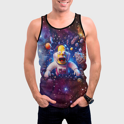 Мужская майка без рукавов Homer Simpson in space - ai art / 3D-Черный – фото 3