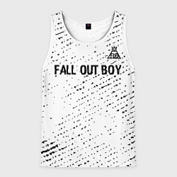 Майка-безрукавка мужская Fall Out Boy glitch на светлом фоне посередине, цвет: 3D-белый