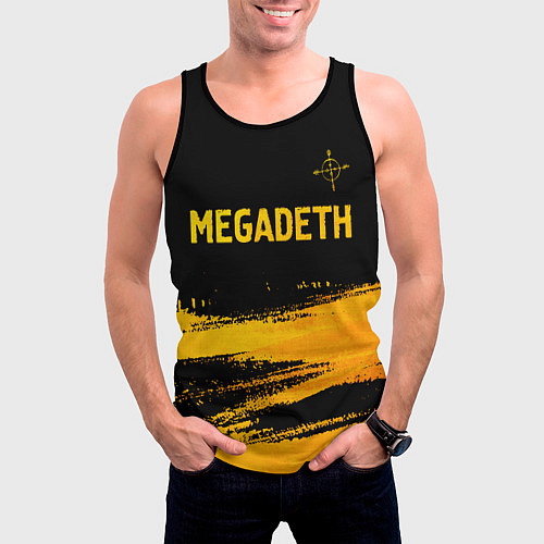 Мужская майка без рукавов Megadeth - gold gradient посередине / 3D-Черный – фото 3