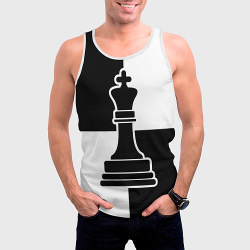 Мужская майка без рукавов Шахматы - ферзь / 3D-Белый – фото 3