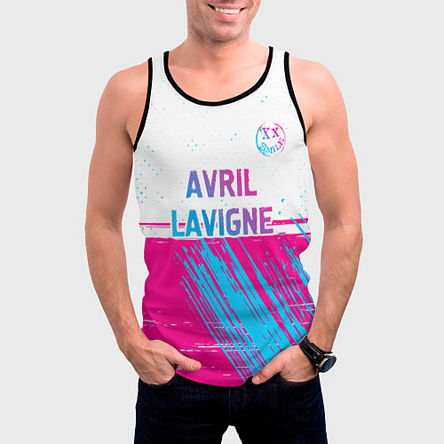 Мужская майка без рукавов Avril Lavigne neon gradient style посередине / 3D-Черный – фото 3