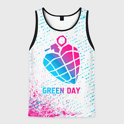 Майка-безрукавка мужская Green Day neon gradient style, цвет: 3D-черный
