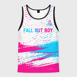 Майка-безрукавка мужская Fall Out Boy neon gradient style посередине, цвет: 3D-черный