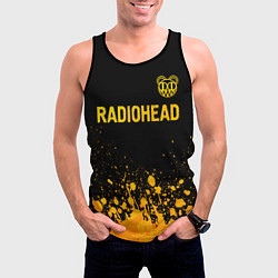 Майка-безрукавка мужская Radiohead - gold gradient посередине, цвет: 3D-черный — фото 2