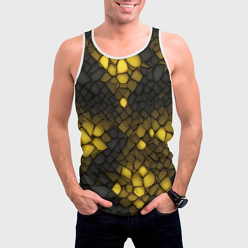 Мужская майка без рукавов Жёлтый трескающийся камень / 3D-Белый – фото 3