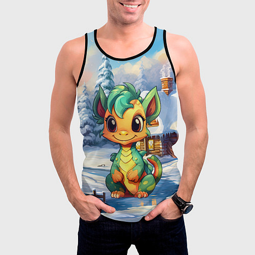 Мужская майка без рукавов Крошечный дракон зимы 2024 / 3D-Черный – фото 3