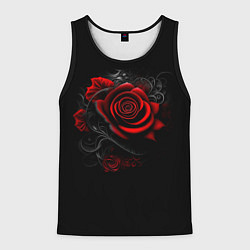 Майка-безрукавка мужская Алая роза, цвет: 3D-черный