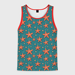 Майка-безрукавка мужская Морские звезды тоже хотят на ёлку, цвет: 3D-красный