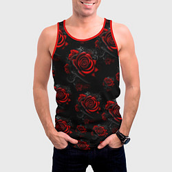 Майка-безрукавка мужская Красные розы цветы, цвет: 3D-красный — фото 2