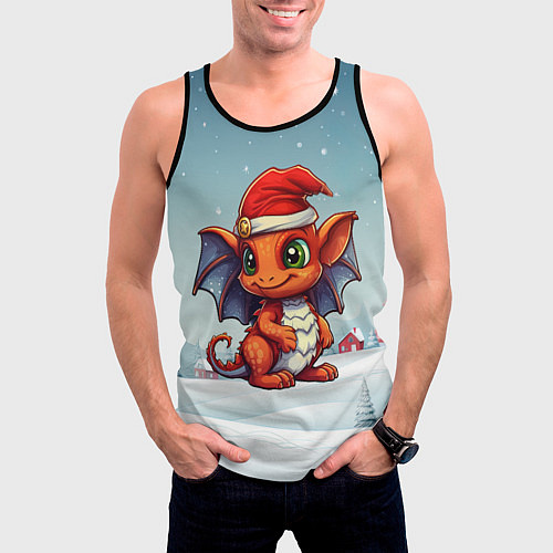 Мужская майка без рукавов Символ нового 2024 года дракон / 3D-Черный – фото 3