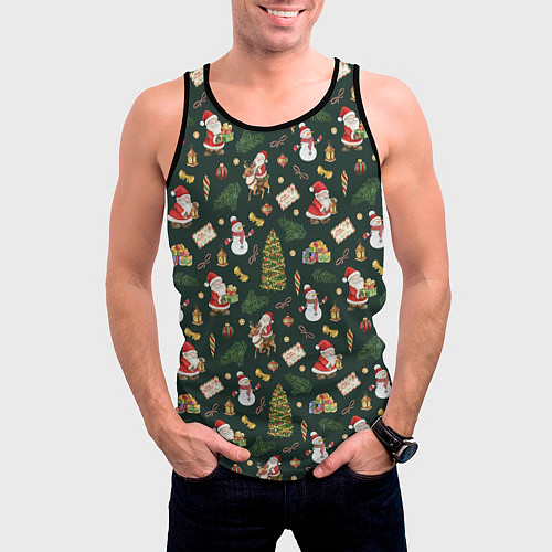 Мужская майка без рукавов Новогодняя встреча / 3D-Черный – фото 3