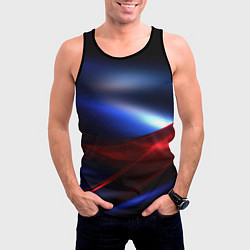 Майка-безрукавка мужская Темный синий фон с красным, цвет: 3D-черный — фото 2