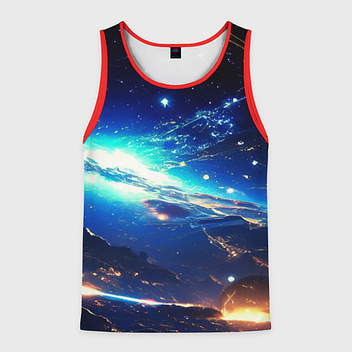 Мужская майка без рукавов Млечный путь - глубокий космос / 3D-Красный – фото 1